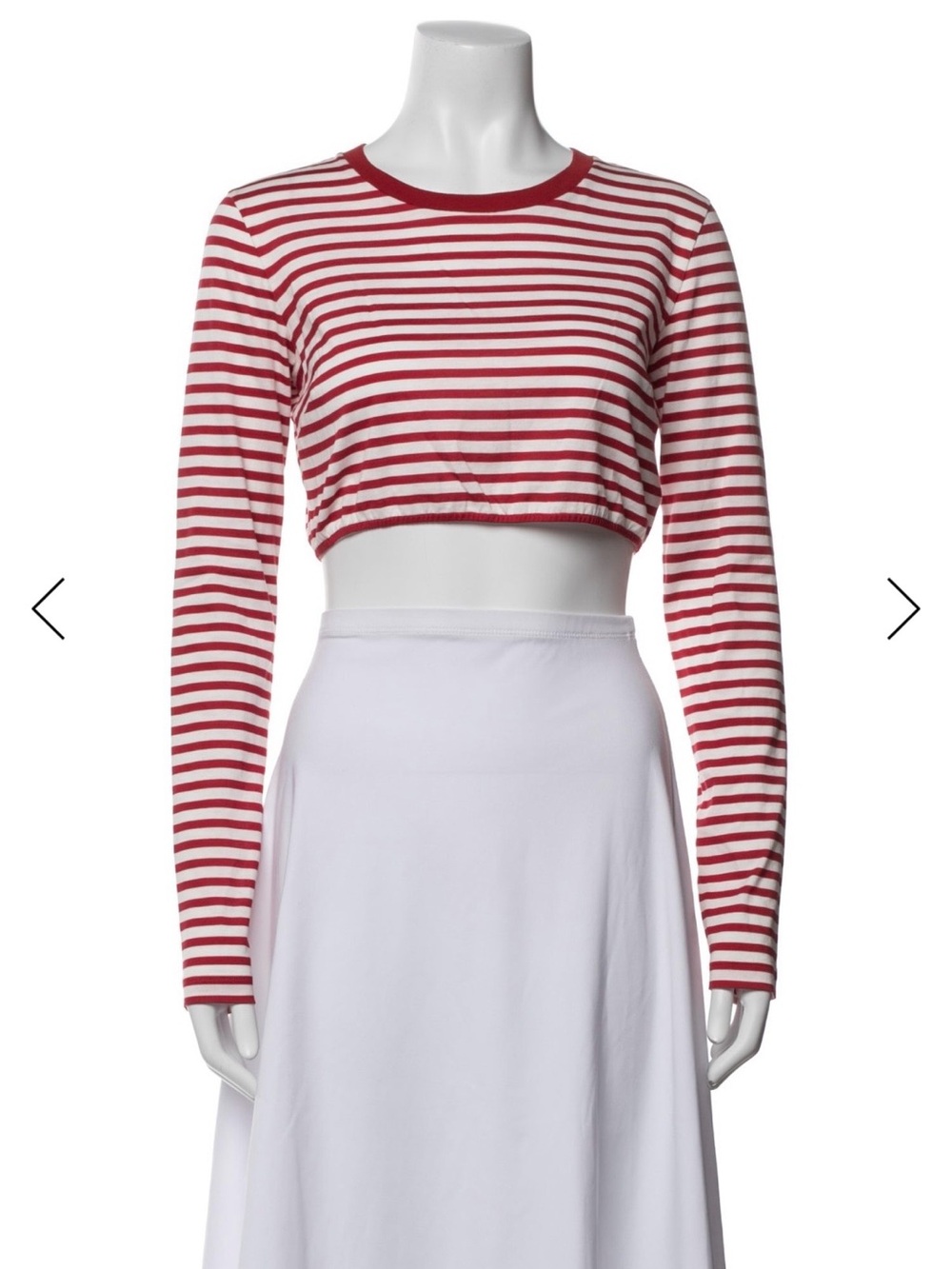 Dolce & Gabbana Red and White Striped Crop Long-Sleeve Top